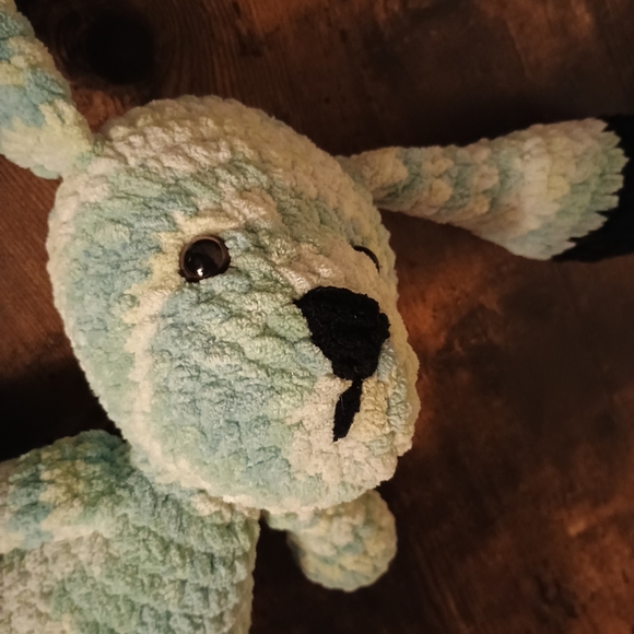 Handmade Crochet Plushie Stuffed Animal Dog 15in Blue And Black - Picture 11 of 12